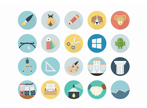50 Round Designer Icons Set 7 round psd objects icons set flat circle   